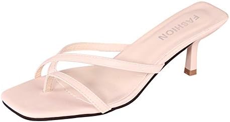 HTTEM Women's Kitten Heel Flip Flops Slip On Thong Sandals Stiletto Party Slippers