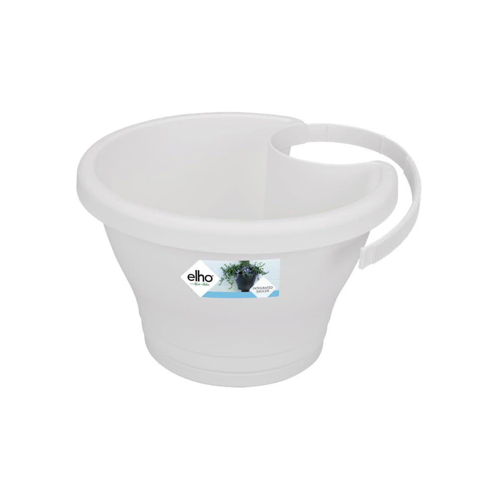 Elho Corsica Drainpipe Clicker 24 - Planter - White - Outdoor & Balcony - L 27.3 x W 23.9 x H 15.1 cm