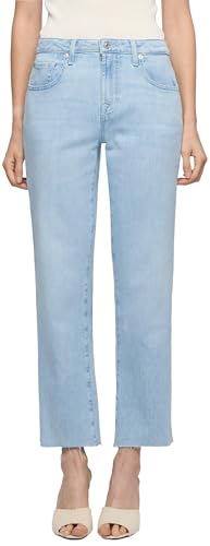 7 For All Mankind Calie Straight Ankle Dewdrop with Raw Cut