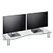 VonHaus Large Curved Glass Monitor Stand - Adjustable Height Multiple Screen Riser for PC Monitors, Computers, Laptops & TVs - 27.5 x 9.5 inches - Clear primary