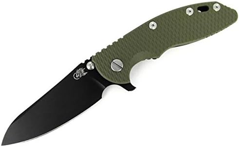 Hinderer Knives XM-18 3.5" Sheepsfoot Flipper Knife OD Green G-10 / Black DLC Titanium