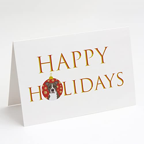 Caroline's Treasures CK9288GCA7P Pit Bull Blue #6 Happy Holidays Greeting Cards…