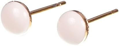 16k Gold Plated Stud Earring with White Enamel Button by Zoetik