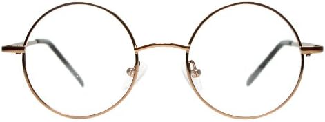Metal Full Rim Round Eyeglasses Frame (Small Size) - Black, Brown, Gold, Gunmetal Grey, or Silver (Brown)