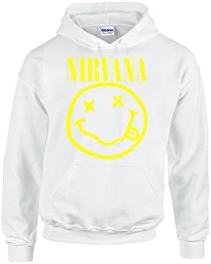 NineTeen, Nirvana Grunge Rock Band Hoodie (Large, White)