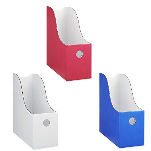 Dunwell Colored Magazine File Holder (Set of 24, 8 Red, 8 Blue, 8 White), Sturdy Cardboard