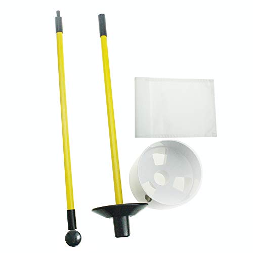 Kofull Detachable Backyard Practice Golf Hole Pole Cup Flag Stick, (3 Sets) Nylon Golf Putting Green Flagstick with Cup for Yard (3cups, 3flags and 3poles) (White) - Thumbnail 2