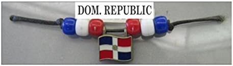 Country Flags Metal Pendant Fan Chokers Necklaces - Americas (1-Pack, Country: Dominican Republic)