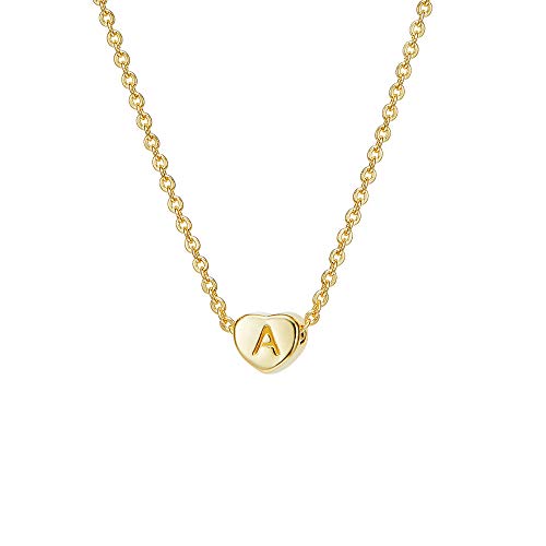 Initial Heart Necklace, 14K Gold Plated 