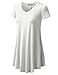 URBANCLEO Womens V-Neck eLong Tunic Top Mini T-shirt Dress IVORY 2XLARGE