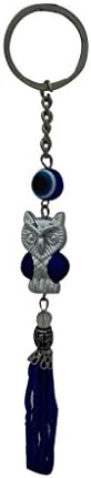 Aaradhi Evil Eye Owl Keychain Blue