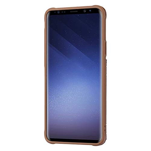 Shinyzone Slim Fit Back Wallet Case for Samsung Galaxy S9 Plus with Card Holder,Embossed Sunflower Pattern PU Leather Flip Cover with Magnetic Stand Function with Detachable Lanyard,Coffee - Thumbnail 2