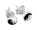 Sterling Silver and Black and White Enamel 5mm Yin and Yang Stud Earrings