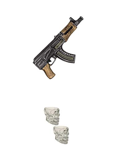 Zlatogor AK 47 Vodka Ukraine 0,5 Liter + Wodka Totenkopf Shotglas 2 Stück