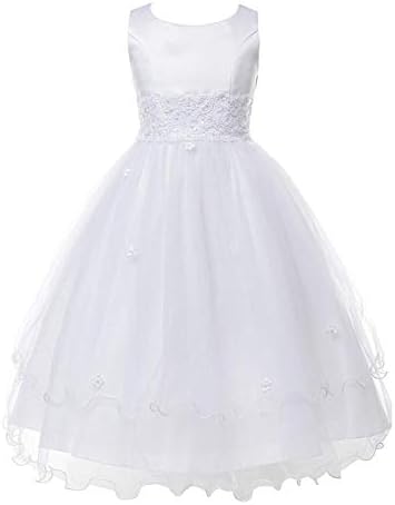 Big Girls' Cap Sleeved First Holy Communion Flower Girl Dress 2-16