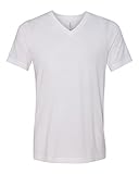 Bella + Canvas Unisex Triblend Short Sleeve V-Neck Tee, Solid White, Medium