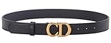 Menalisa Women's Deluxe CD Buckle Design Fashion Italian Imported Leather Belt (Black, 105cm/41.3inch(34-36))