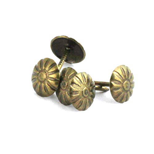 image for RuiLing 150pcs Upholstery Tacks Stud Elegant Vintage Antique Brass Pus