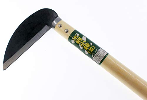 OTSUMAMI TOKYO Handy Sized Grass Sickle for Weeding, Harvesting, Wooden Handle, Japanese Style Sickle, 10.7 Inches, Sturdy and Sharp