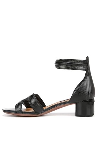 Franco Sarto Womens Nora Ankle Strap Low Block Heel Sandal Black Smooth 11 M