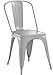 Poly and Bark Metal Modern Dining Chair, Industrial Mid Century Kitchen Cafe Restaurant Side Chair, Stackable, Grey (Set of 4)