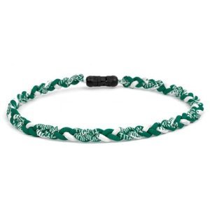 TWISTER-Ionic Titanium Germanium Baseball/Sports Power Necklaces-GREEN/WHITE Triple Braid 18 inch/21 inch with clasp