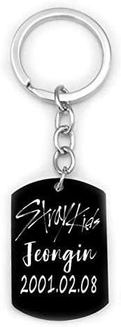 Landingstar Newest KPOP Stray Kids Straykids Keychain Titanium Steel Key Ring Key Holder Key Lanyard Hot Gift for Straykids Fan(None Style 1)