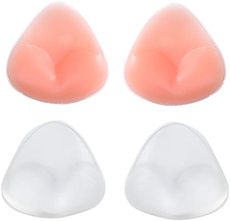 Vteiu Bra Inserts Silicone Breast Enhancer Push Up Chest Pads (One Size, Nude(a pair)+Transparent(a pair))