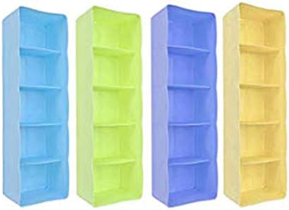 Go Hooked 5-Grid Plastic Storage Box Drawer Organizer (Set of 4) (Multicolor)