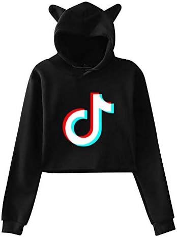 Tnilsk Womens Lovely Cat Hoodies TIK-Tok Music Video Logo Fashion Printed Comfortable Sweatshirt