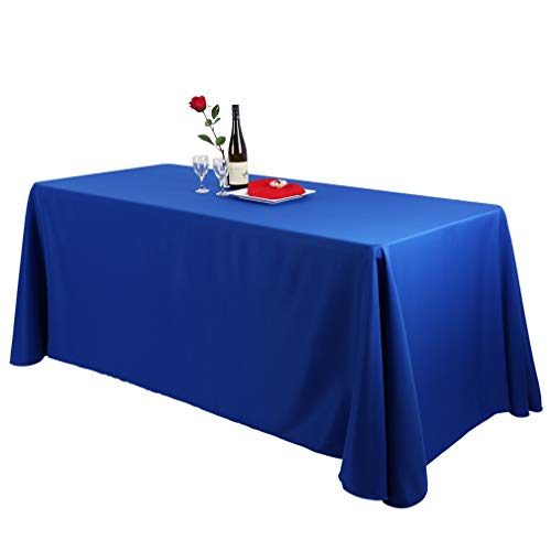 Waysle 90 x 156-Inch Oblong Tablecloth, 100% Polyester Washable Table Cloth with Round Corner for 8Ft. Rectangle Table, Royal Blue