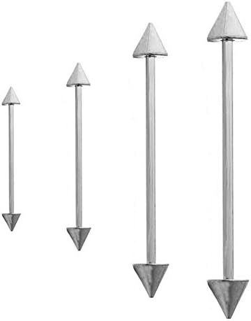 Nicever 14G 16mm 20mm 35mm 40mm Stainless Steel Straight Spike Nipple Ring Industrial Barbell Earrings Body Piercing Jewelry 8 Pieces (Steel)