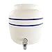 Premium Porcelain Water Crock Dispenser - Elegant Countertop Dispenser With 2.5 Gallon Capacity & No Drip Faucet - Double Blue Line Stripe Crock - Perfect For Kombucha Brewing and Dispensing