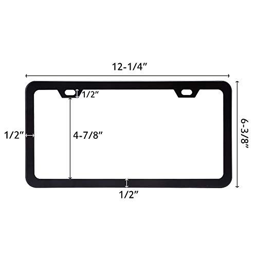 Airisoer License Plate Frame Black Matte Aluminum with Bolts Washer Caps, Car Licenses Plate Covers Holders for US Vehicles, 2 Pcs 2 Holes - Thumbnail 4