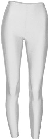 Maxhoc Women's Shiny Nylon Lycra Footless Leggings (Small, White)