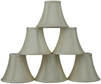 Set of 6 Cream Chandelier Shade, 6-inch Bottom Diameter, 5-inch Height, Faux Silk, Bell Shape, Clip on