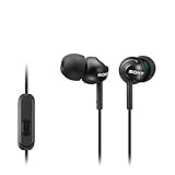 Sony in-Ear Headphones/Earbuds with in-line Microphone Lightweight Street Style (Certified Refurbished) (MD-TX110, Black)