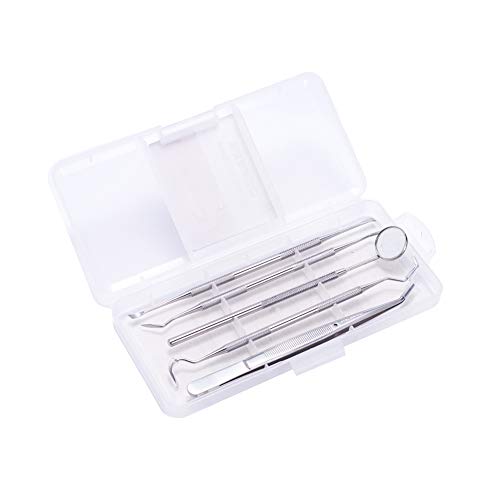 Easyinsmile Dental Inspection Tool Kit Oral Mirror Probe Tweezers Tooth Pick Set Kit Teeth Tartar Remover Clean Hygiene Tools (5 Pcs/Kit) - Thumbnail 2