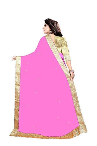 unique enterprise women's georgette sarees with blouse(pitchpatta)