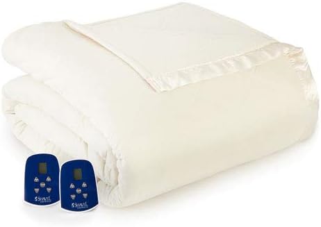 Shavel Home Products Micro Flannel Queen-Size Electric Heated Blanket, 10 Heat Settings with Timer & Safety Shutoff, Fast Heating Warm Blanket, Machine Wash & Dry, 90Lx90W, Ivory
