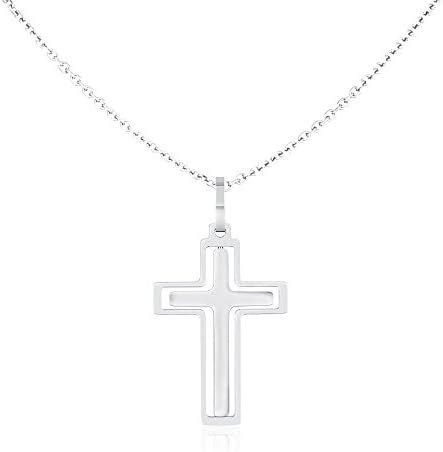aretha P12105 Stunning 316L Stainless Steel Rotatable Cross Pendant Necklace
