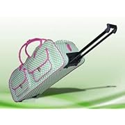 Duffle Bag with Wheels Rolling Tote Bag for the Cricut Expression Machine Green with White & Pink