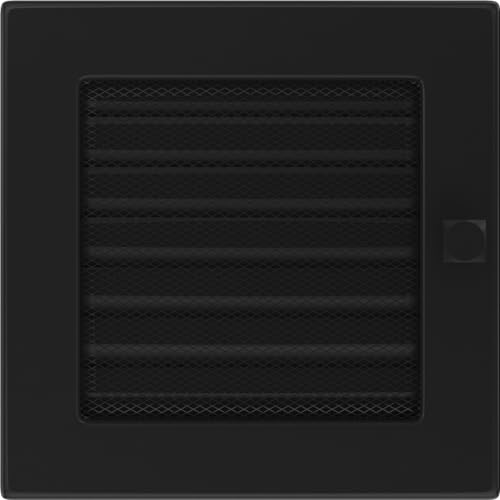 KRATKI Ventilation Grille Hot Air Grille 17 x 17 cm Black with Blind