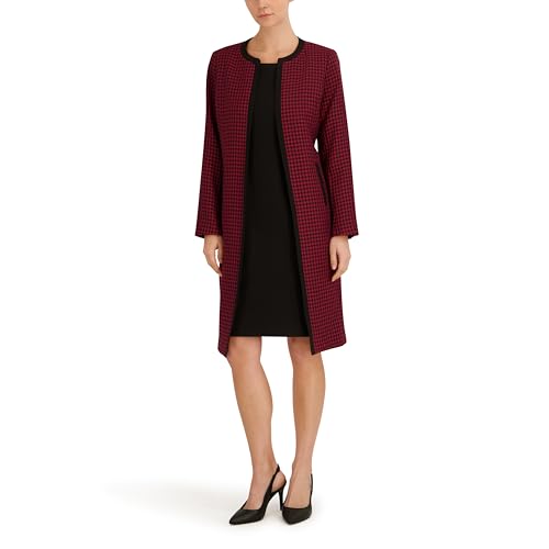 Le Suit Houndstooth Topper with Framing & Sheath Dress