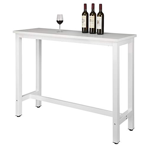 WOLTU BT30ws 1x Bartisch Bistrotisch Stehtisch Esstisch, Metallgestell, Tischplatte aus MDF, Weiß, 140x40x100cm(BxTxH) – Bild 6