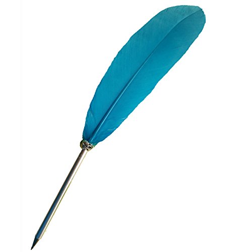 Awesome black ink feather quill ballpoint pen | turquoise