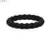 QALO Women's Rubber Silicone Ring, Stackable Twist Rubber Wedding Band, Breathable, Durable Engagement Silicone Ring, 3.3mm Wide 2mm Thick, Jet Black, Size 7