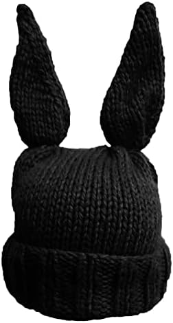 BIBITIME Knit Rabbit Ears Beanie Bunny Ear Hat Winter Warm Cap
