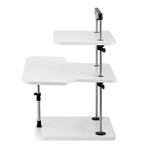 Mophorn Stand Up Desk Adjustable Computer Laptop Standing Desk 3 Tier 2 Rairs Stand Up Workstation White for Home Cube Office (white)