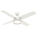 Hunter Fan Company Dempsey 52-inch Indoor Fresh White Modern Ceiling Fan With Bright LED Light Kit, Remote Control, and Reversible WhisperWind Motor Included